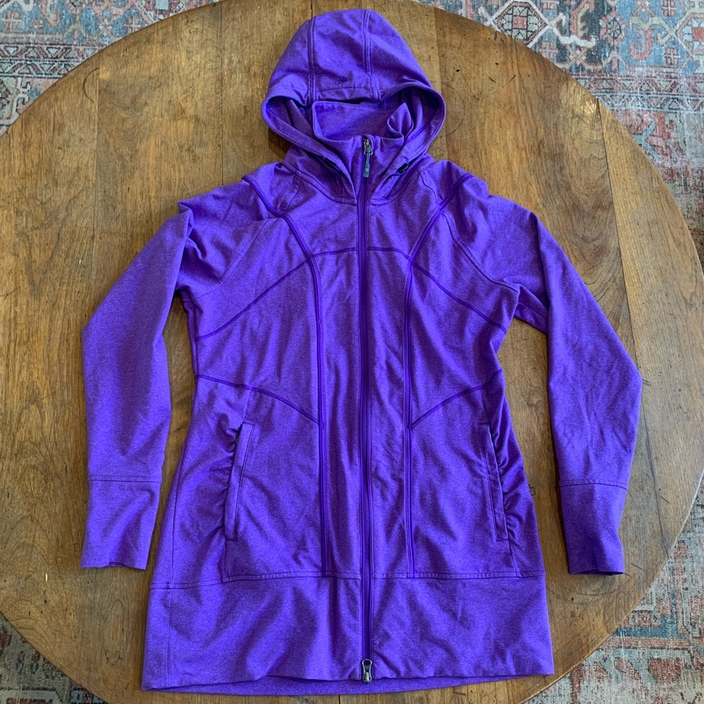 *SOLD* Athleta Womens Full zip hooded ruched fitted workout jacket size Large